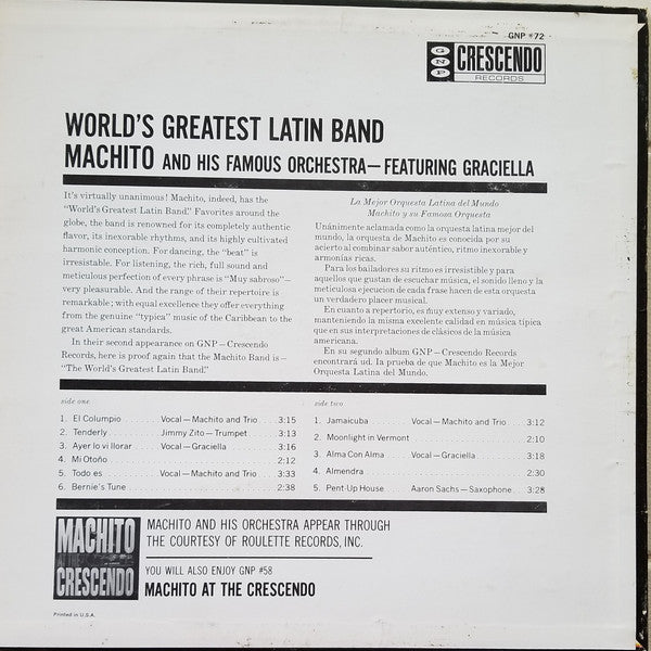 Machito And His Orchestra Featuring Graciela : World's Greatest Latin Band (LP, Album, RE)