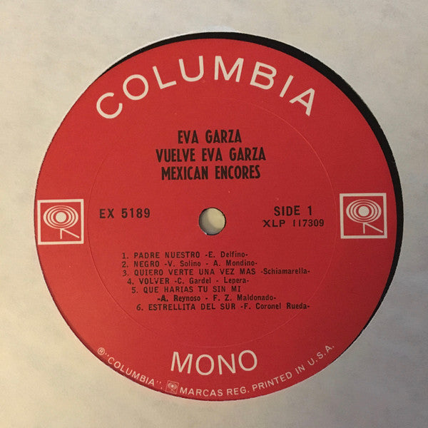 Eva Garza - Mexican Encores (LP, Album, Mono)
