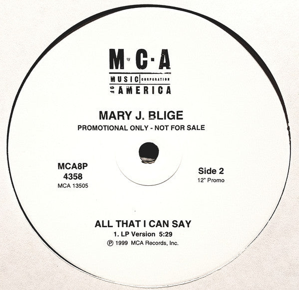 Mary J. Blige : All That I Can Say (12", Promo)