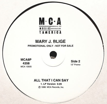 Mary J. Blige : All That I Can Say (12", Promo)