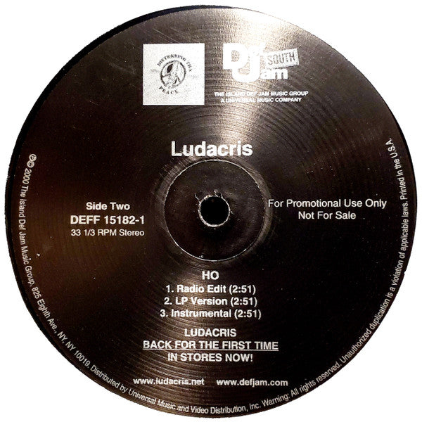 Ludacris : What's Your Fantasy (Remix) / Ho (12", Promo)