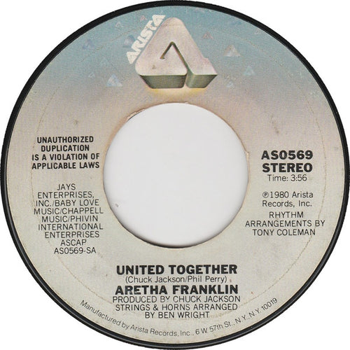 Aretha Franklin : United Together / Take Me With You (7", Single)
