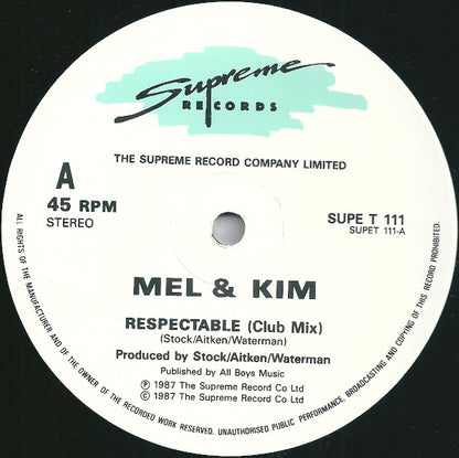 Mel & Kim - Respectable (12", Single)