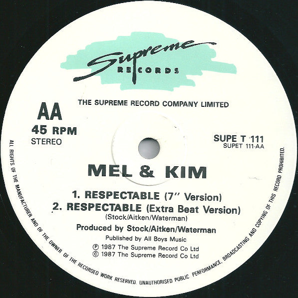 Mel & Kim - Respectable (12", Single)