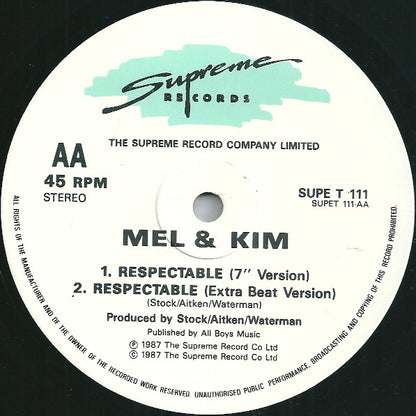 Mel & Kim - Respectable (12", Single)