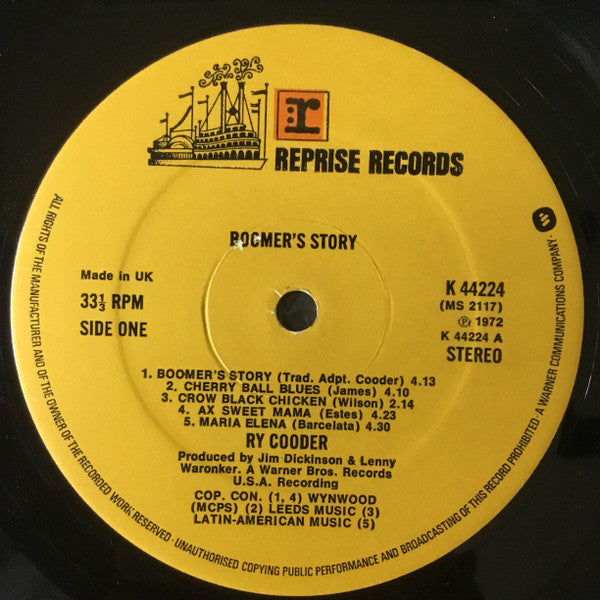 Ry Cooder - Boomer's Story (LP, Album, RP)