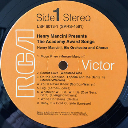 Henry Mancini, His Orchestra And Chorus* - Henry Mancini Presents The Academy Award Songs (2xLP, Album, RE, Gat)