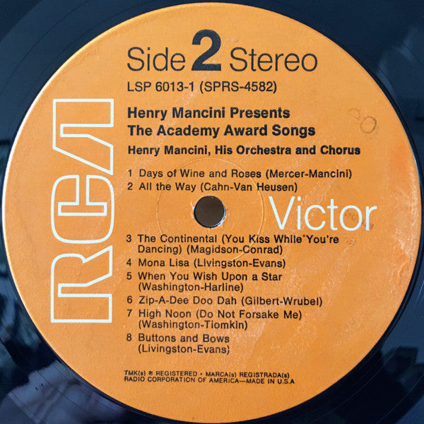 Henry Mancini, His Orchestra And Chorus* - Henry Mancini Presents The Academy Award Songs (2xLP, Album, RE, Gat)