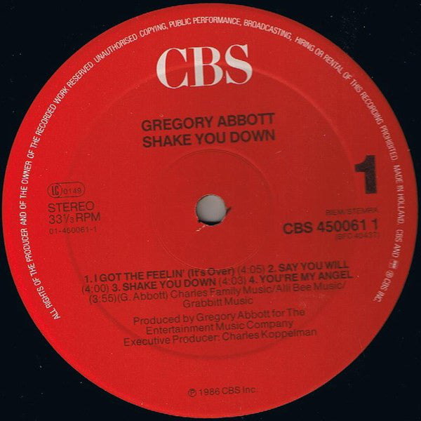Gregory Abbott : Shake You Down (LP, Album)