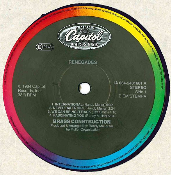 Brass Construction : Renegades (LP, Album)