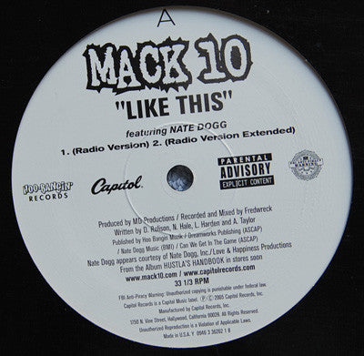 Mack 10 Featuring Nate Dogg - Like This (12")