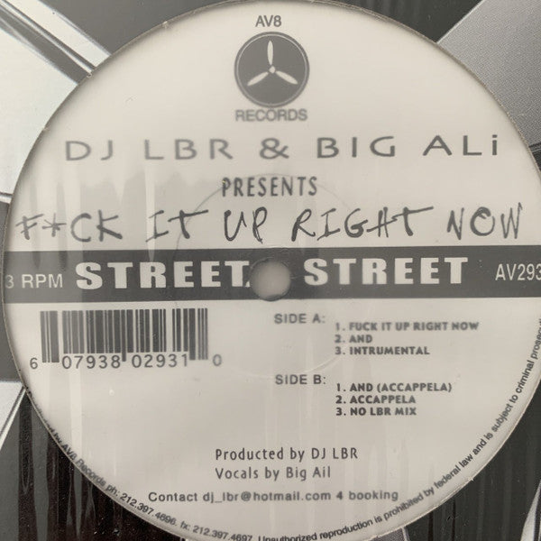 DJ LBR & Big Ali : Fuck It Up Right Now (12")