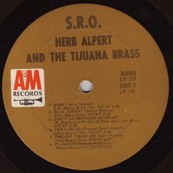 Herb Alpert & The Tijuana Brass : S.R.O. (LP, Album, Mono, Ter)