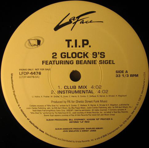 T.I.P.* Featuring Beanie Sigel - 2 Glock 9's (12", Promo)