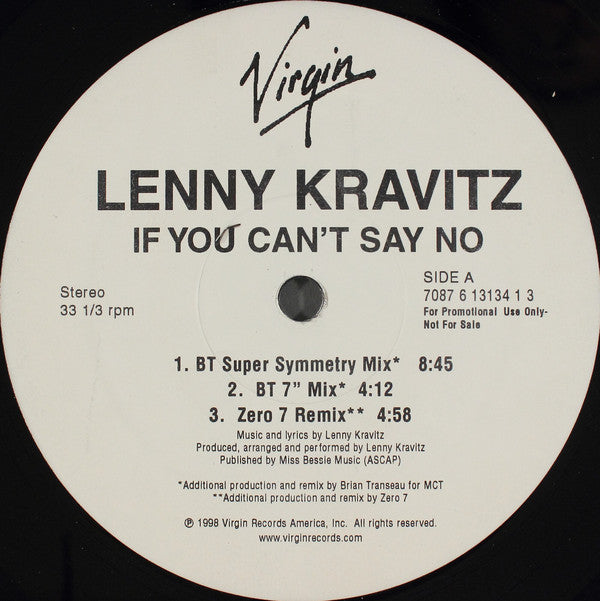 Lenny Kravitz : If You Can't Say No (12", Promo)
