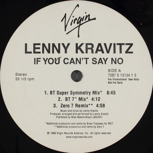 Lenny Kravitz : If You Can't Say No (12", Promo)