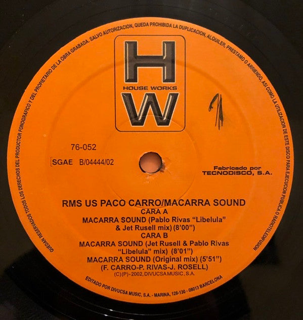 Rms Us Paco Carro : Macarra Sound (12")
