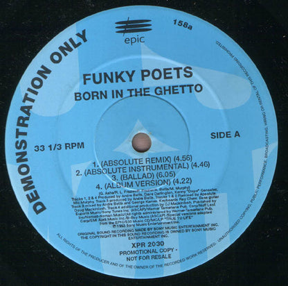 Funky Poets - Born In The Ghetto (12", Promo)