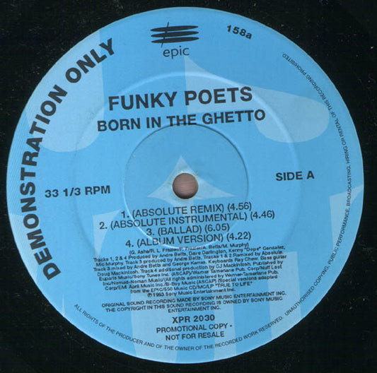 Funky Poets - Born In The Ghetto (12", Promo)