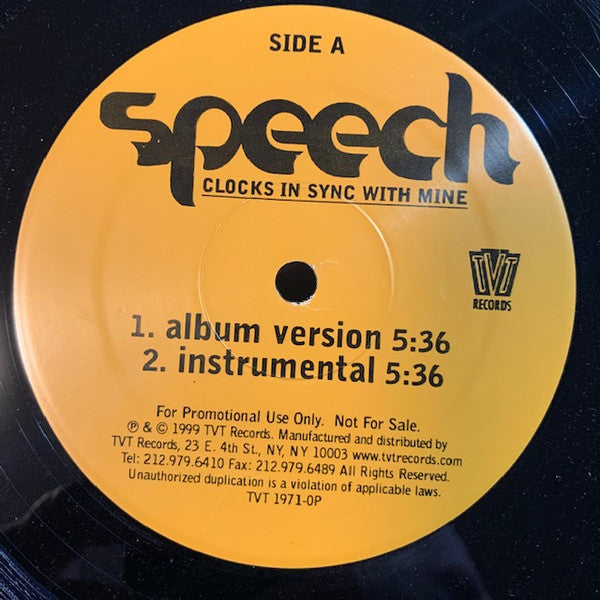 Speech - Clocks In Sync With Mine (12", Promo)