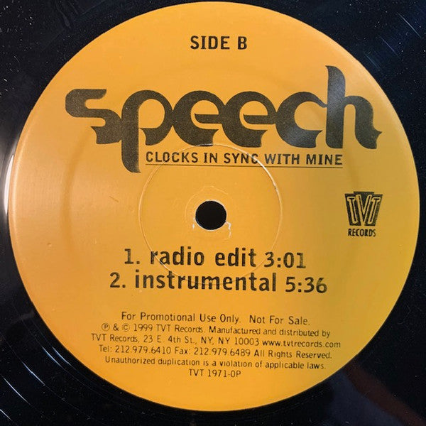 Speech - Clocks In Sync With Mine (12", Promo)