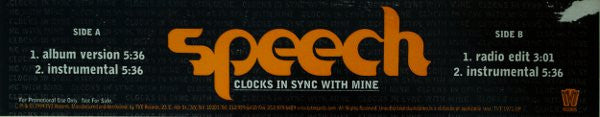 Speech - Clocks In Sync With Mine (12", Promo)