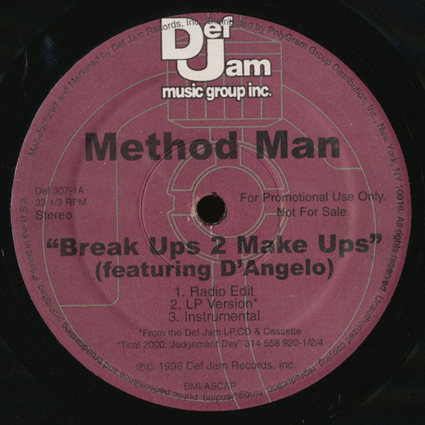 Method Man : Break Ups 2 Make Ups (12", Promo)