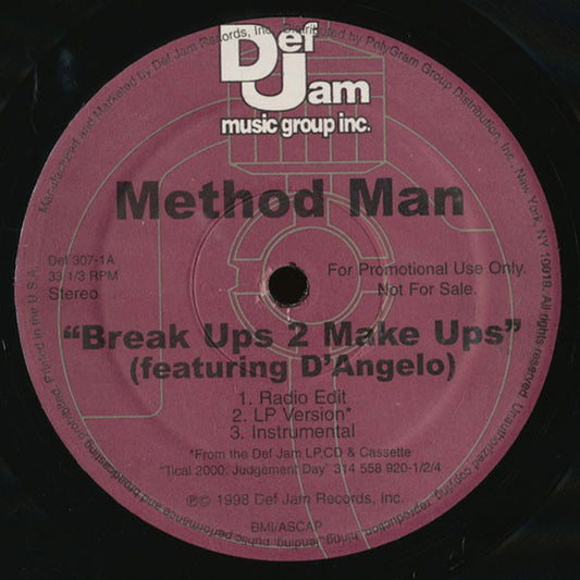 Method Man : Break Ups 2 Make Ups (12", Promo)
