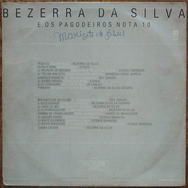 Bezerra Da Silva - Bezerra Da Silva E Os Pagodeiros Nota 10 (LP, Comp)
