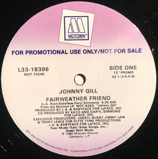 Johnny Gill : Fairweather Friend (12", Single, Promo)