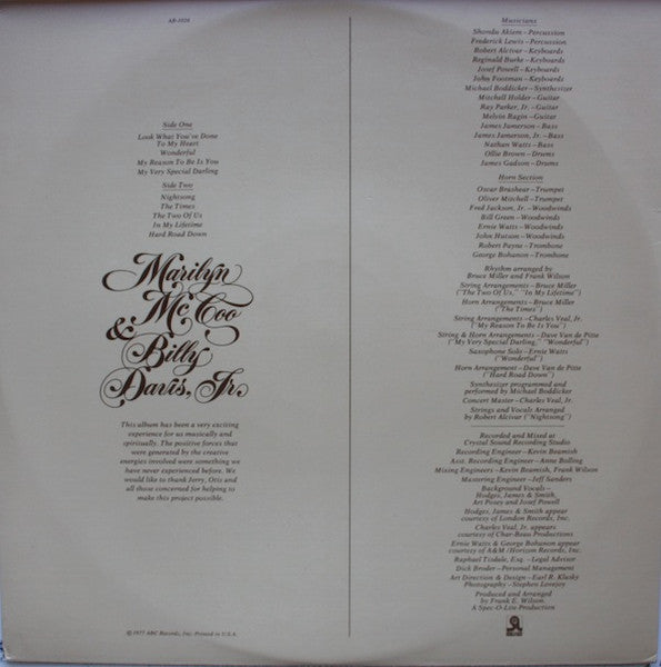 Marilyn McCoo & Billy Davis, Jr.* : The Two Of Us (LP, Album)