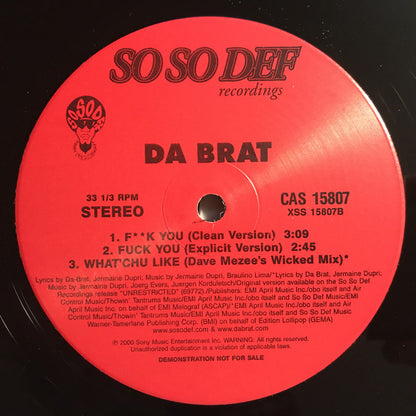 Da Brat : We Ready / Fuck You (12", Promo)