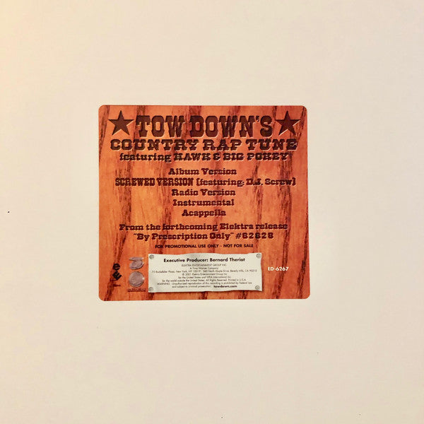 Tow Down - Country Rap Tune (12", Single, Promo)