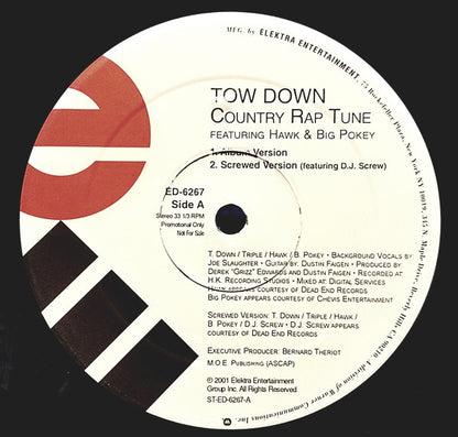 Tow Down - Country Rap Tune (12", Single, Promo)