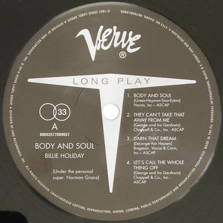 Billie Holiday : Body And Soul (LP, Mono, RE)