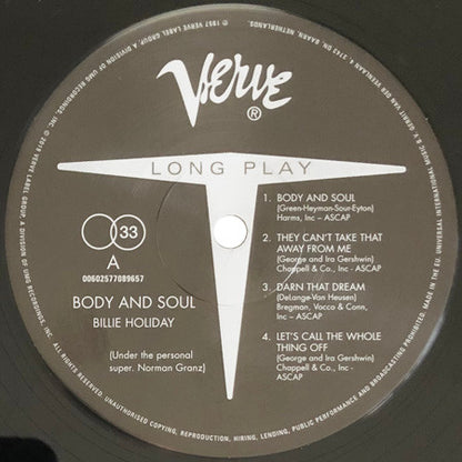 Billie Holiday : Body And Soul (LP, Mono, RE)