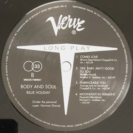 Billie Holiday : Body And Soul (LP, Mono, RE)