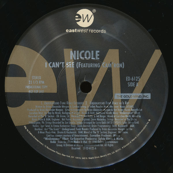 Nicole* Featuring Cam'ron - I Can't See (12", Promo)