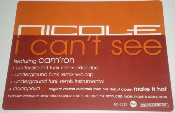 Nicole* Featuring Cam'ron - I Can't See (12", Promo)