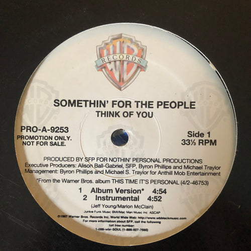 Somethin' For The People - Think Of You (12", Promo)