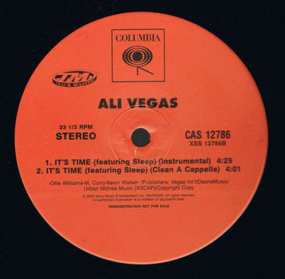 Ali Vegas - It's Time (12", Promo)