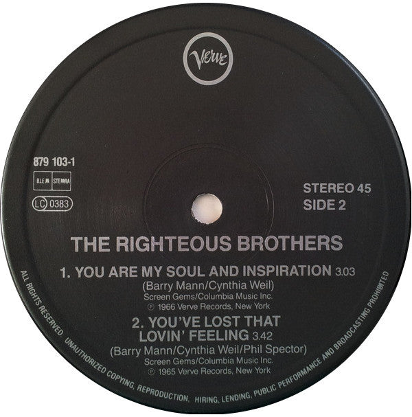 The Righteous Brothers : Unchained Melody (12", PRS)