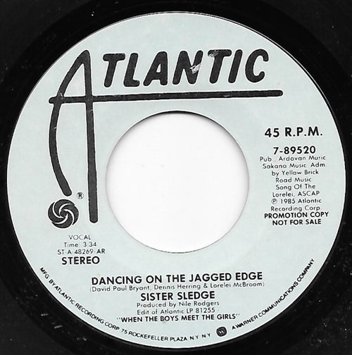 Sister Sledge : Dancing On The Jagged Edge (7", Single, Promo, AR)