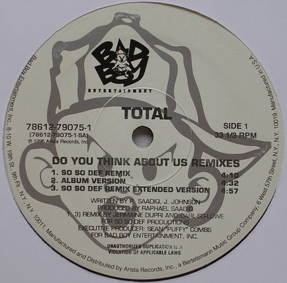 Total - Do You Think About Us & When Boy Meets Girl (Remixes) (12", Single)