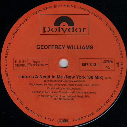 Geoffrey Williams : There's A Need In Me (12")