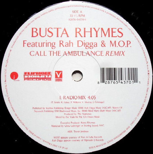 Busta Rhymes Featuring Rah Digga & M.O.P. : Call The Ambulance (Remix) (12", Promo)
