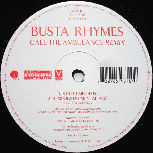 Busta Rhymes Featuring Rah Digga & M.O.P. : Call The Ambulance (Remix) (12", Promo)