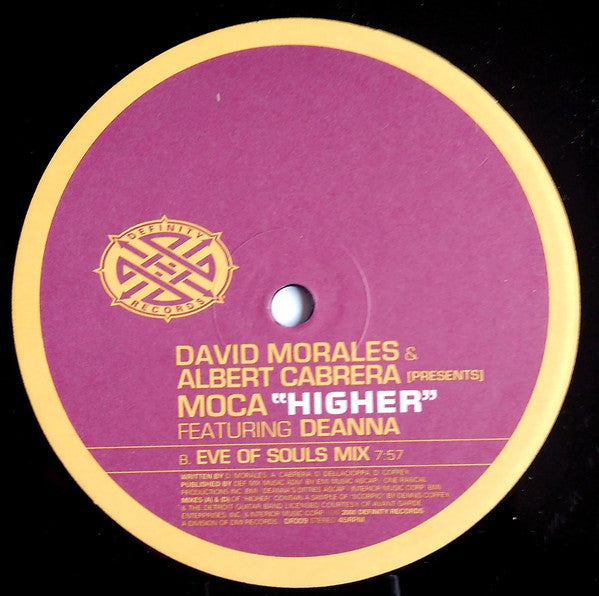 David Morales & Albert Cabrera Presents Moca Featuring Deanna : Higher (2x12")