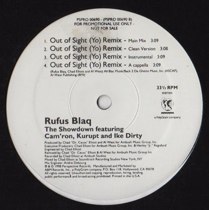Rufus Blaq - Give It To Me Daddy / Out Of Sight (Yo) Remix (12", Promo)