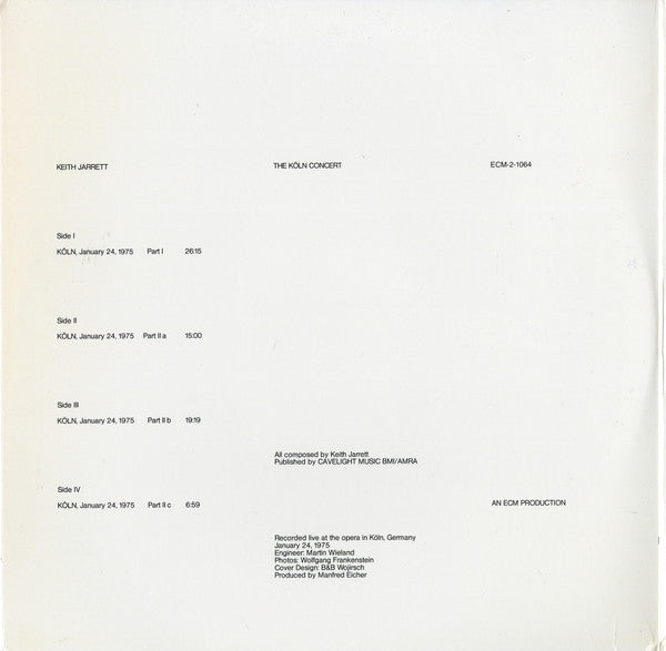 Keith Jarrett - The Köln Concert (2xLP, Album, RE, Wak)
